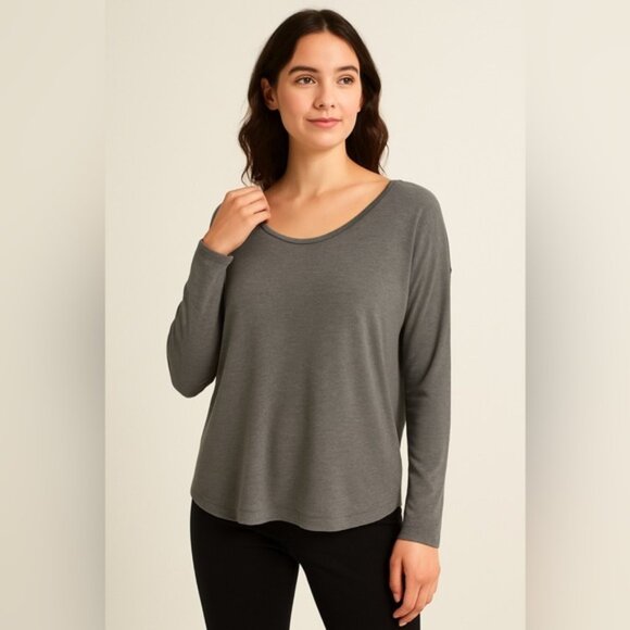 Kit and Ace Grey Long Sleeve Scoop Neck Top Women’s Size XL - Picture 1 of 5